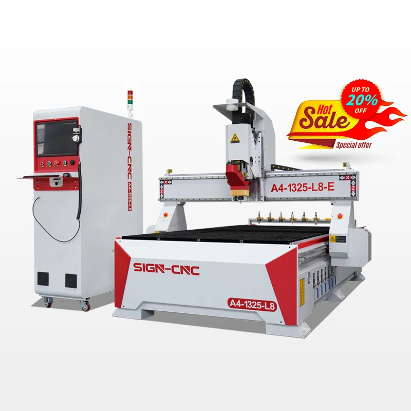 Wood Router 1300*2500mm size sign cnc A4-1325-L8-E with best price woodworking machine in china