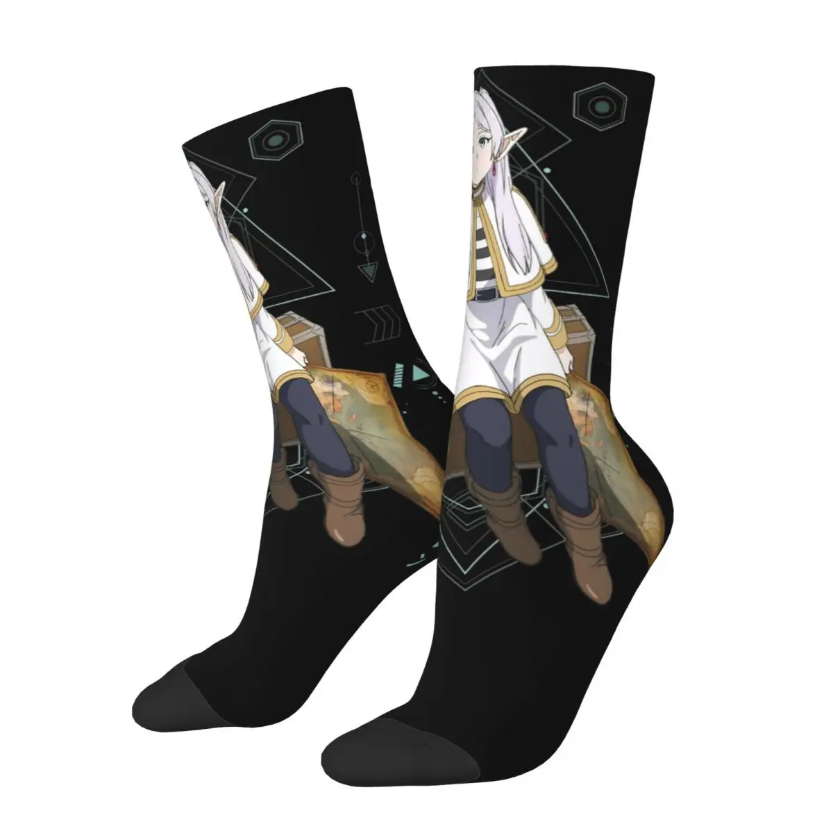 

Funny Frieren Beyond Journey's End Theme Design Print Crew Socks Accessories All Seasons Comfortable Long Socks Non-slip