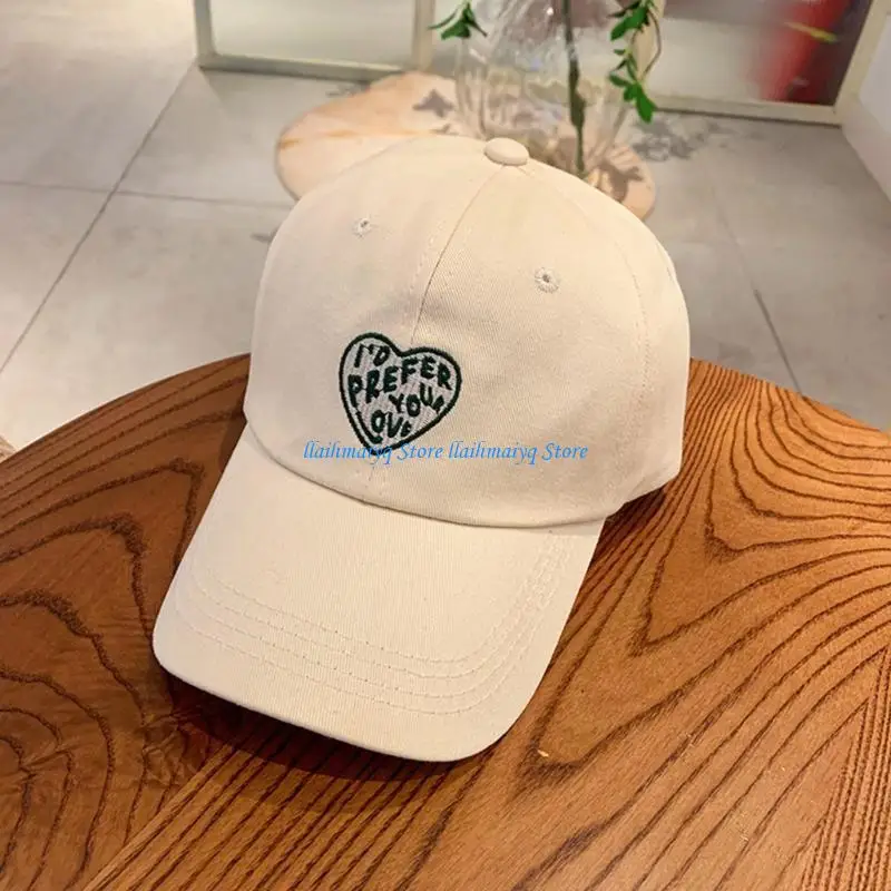 

573B Adult Teens Baseball Cap Summer Sunproof Hat Embroidery Heart Pattern Hiphop Hat