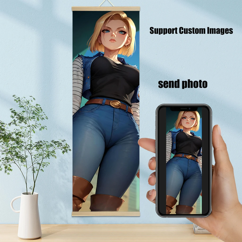 Dragon Ball Super Android 18, постер для спальни, прокрутка, холст, настенная живопись, домашний декор, аниме-плакат, настенное искусство, украшение комнаты