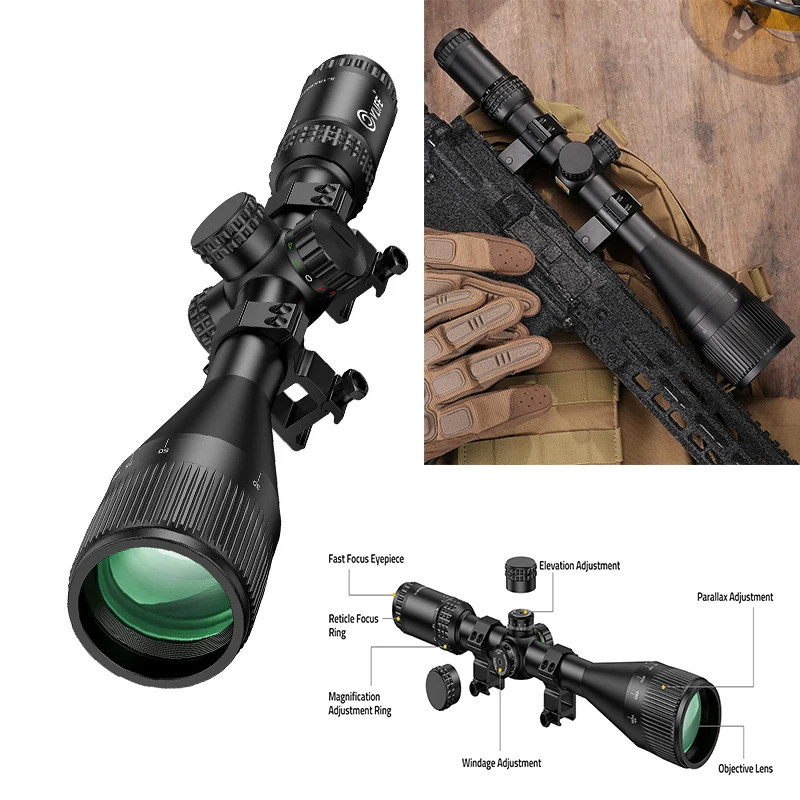 Luneta karabinowa CVLIFE 6-18x50 AO z regulacją paralaktyki, siatką celowniczą, optyka celownicza, tuba 30mm, mocowanie Picatinny, do polowań