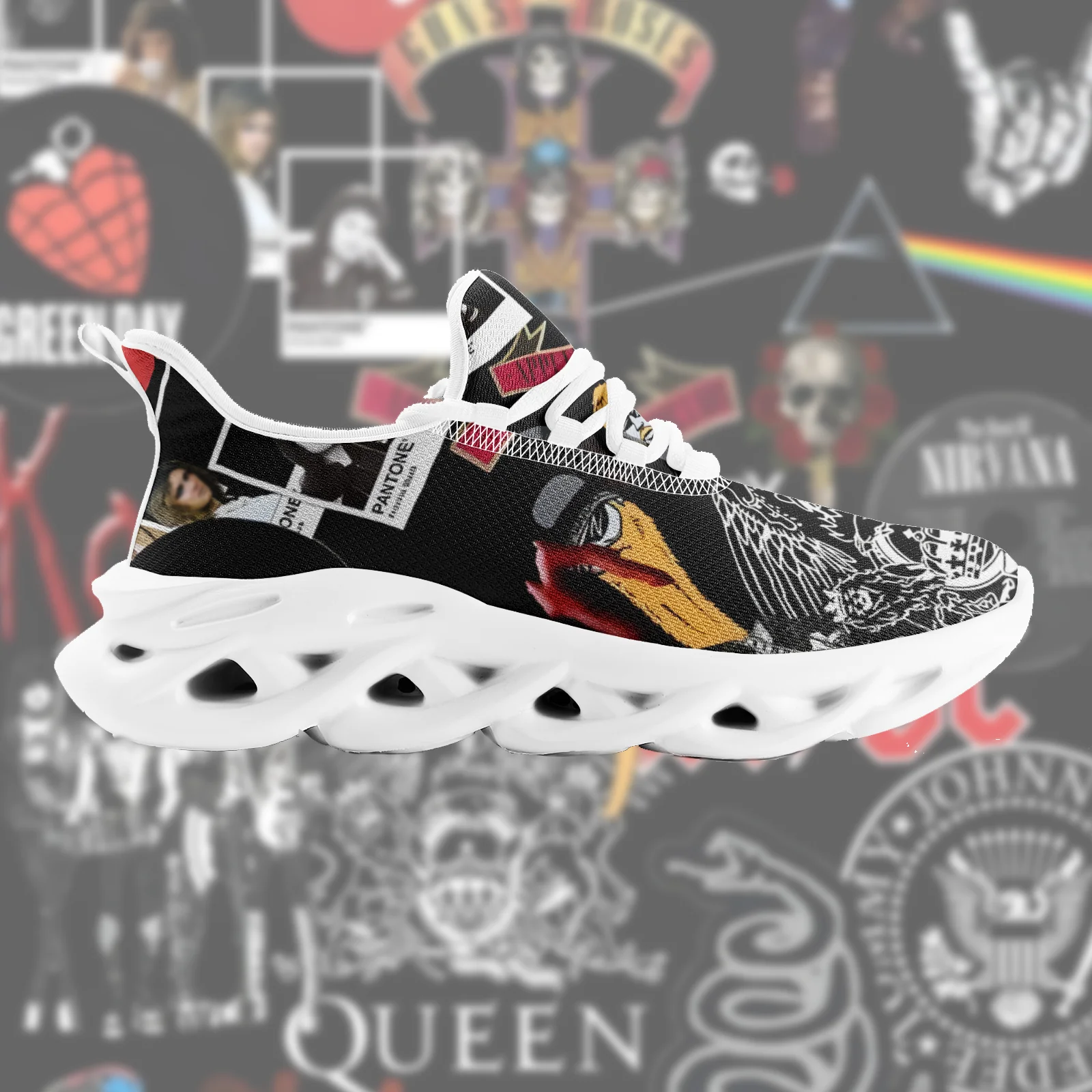 

Skull print casual sneakers, for men and women, running shoes, lightweight mesh shoes - customized according to the picture