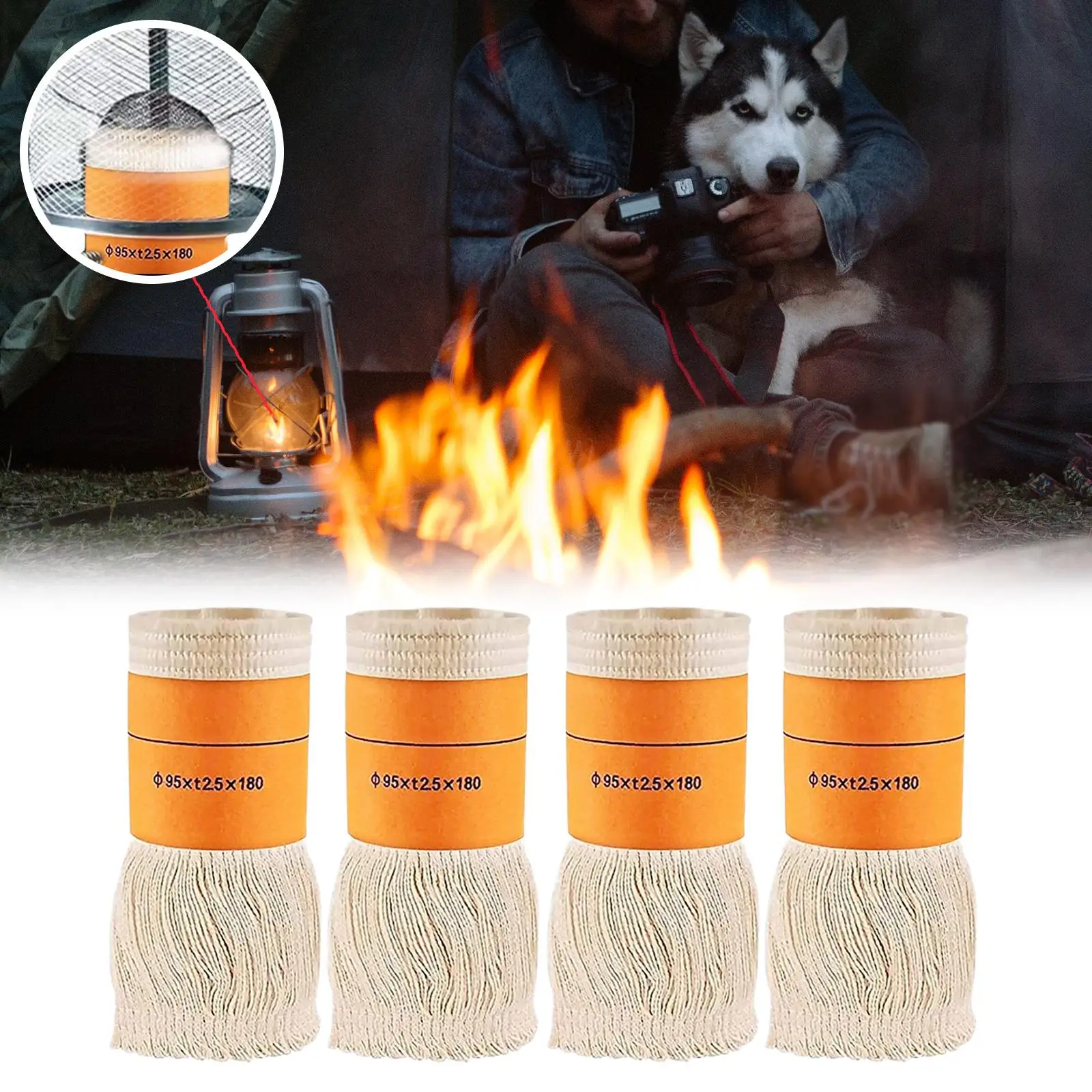 

4x Oil Lamp Wick Burner Furnace Core Candle Durable Universal Lantern Heater Winter Wick Indoor Outdoor Replacement