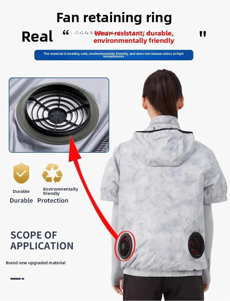 New Fan Short-sleeved T-shirt Cooling Vest Women Smart Air Conditioning Refrigeration Clothes Summer Cycling Bike Heat-proof Top