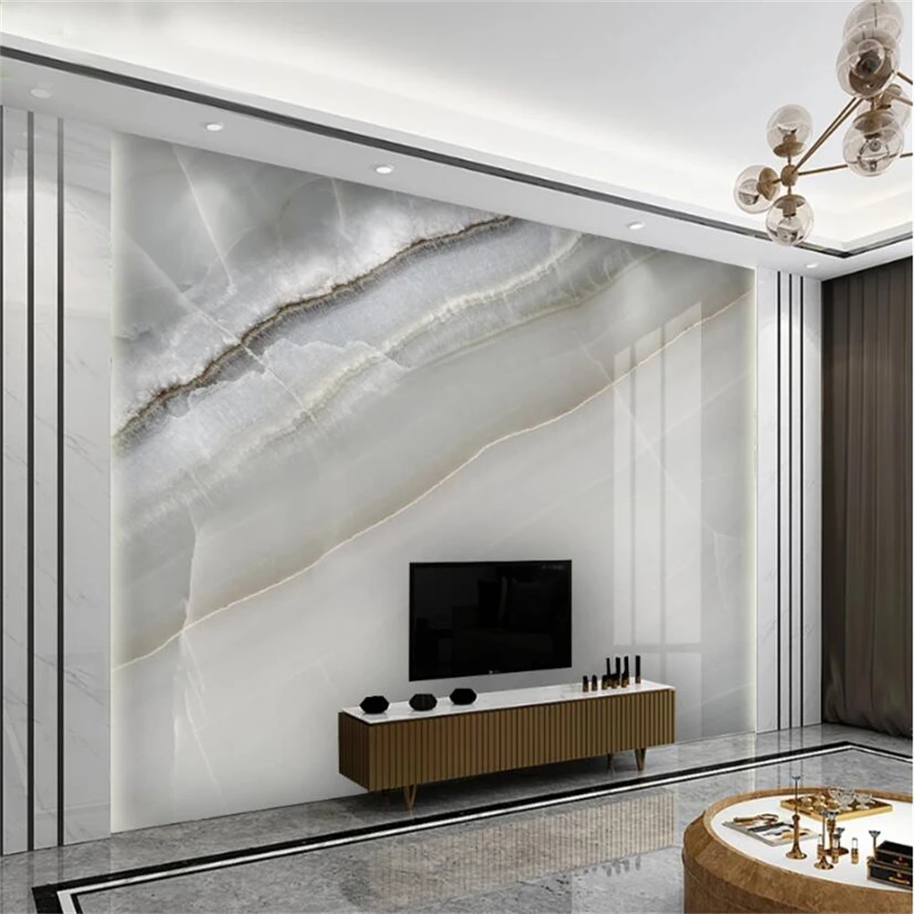 

Custom white slab marble Large Mural Canvas wallpaper for bedroom walls TV Background Decor wallpapers for living room Stickers