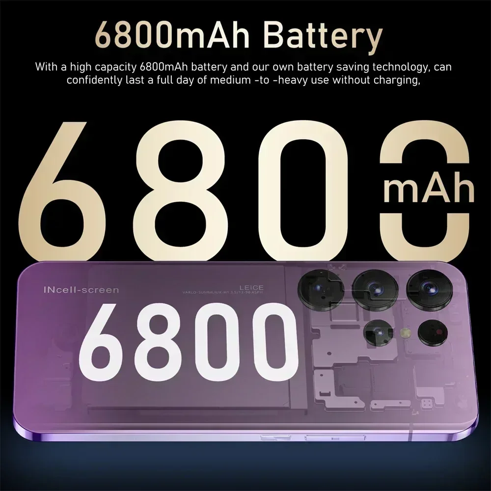 2024 New S24 Ultra Mobile Phones 6.8 HD Screen SmartPhone 16G+1T 5G Dual Sim Celulares Android Unlocked 72MP 6800mAh Cell Phone