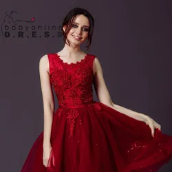 BABYONLINE Homecoming Dress Flower and Pearl Bodice with Paddings Tulle Skirt Embroidered Flora A-line Skirt Fomal Party Ball