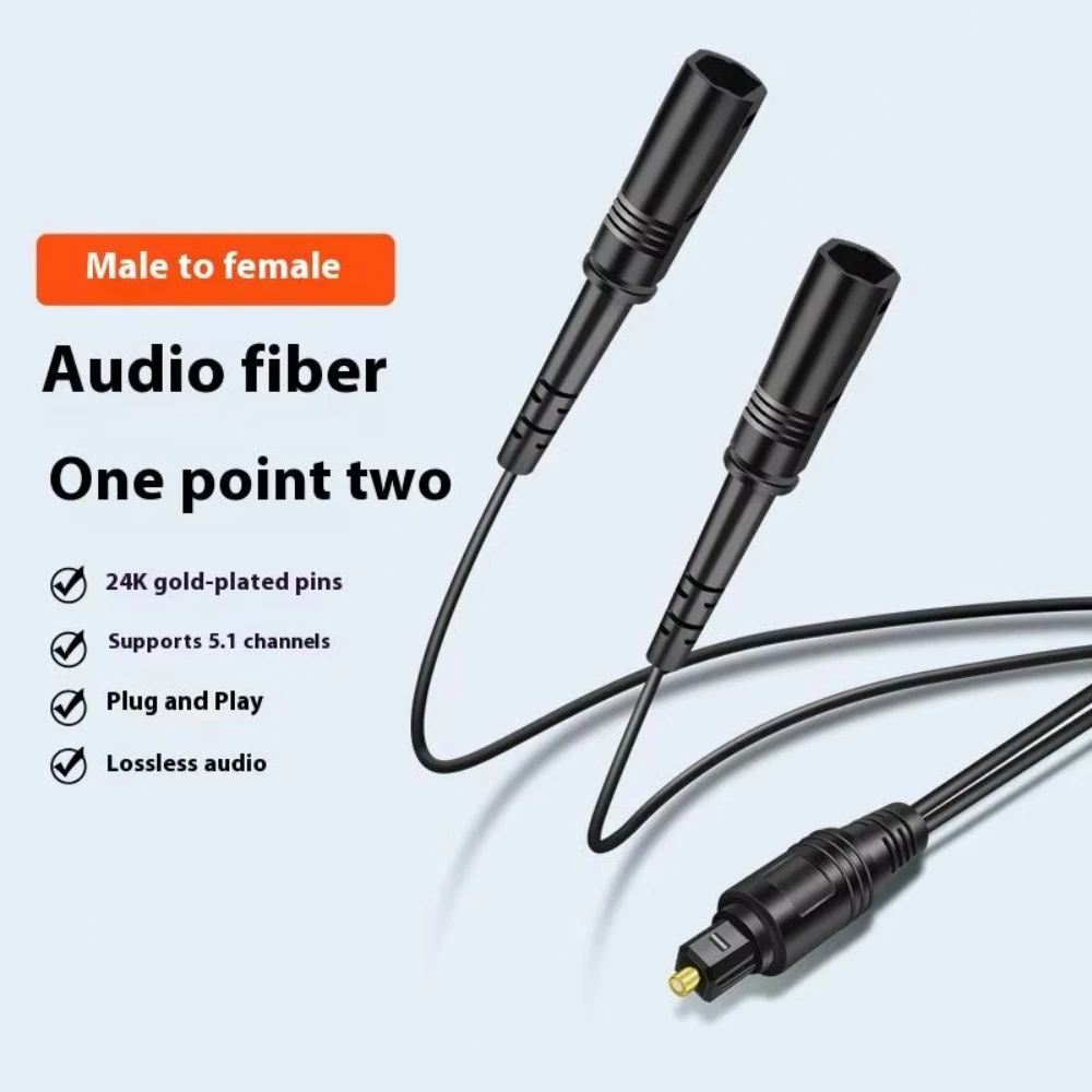 Divisor de Audio Digital de Fibra Óptica Toslink 1 a 2, Cable Adaptador de Audio SPDIF para Cine en Casa, Barra de Sonido, Amplificador de TV