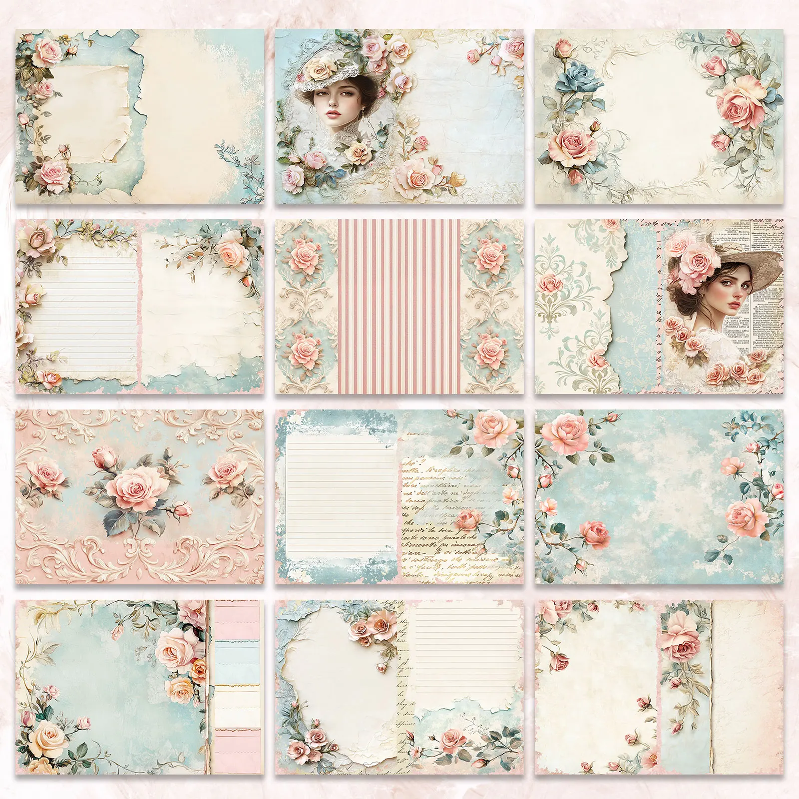 36 ورقة مقاس A5 (إطار ورق رسالة زهرة الإلهة) لقطة ورق رقيق لمذكرات الرصاصة، ومجلة غير المرغوب فيها، وخلفية بطاقة المعايدة