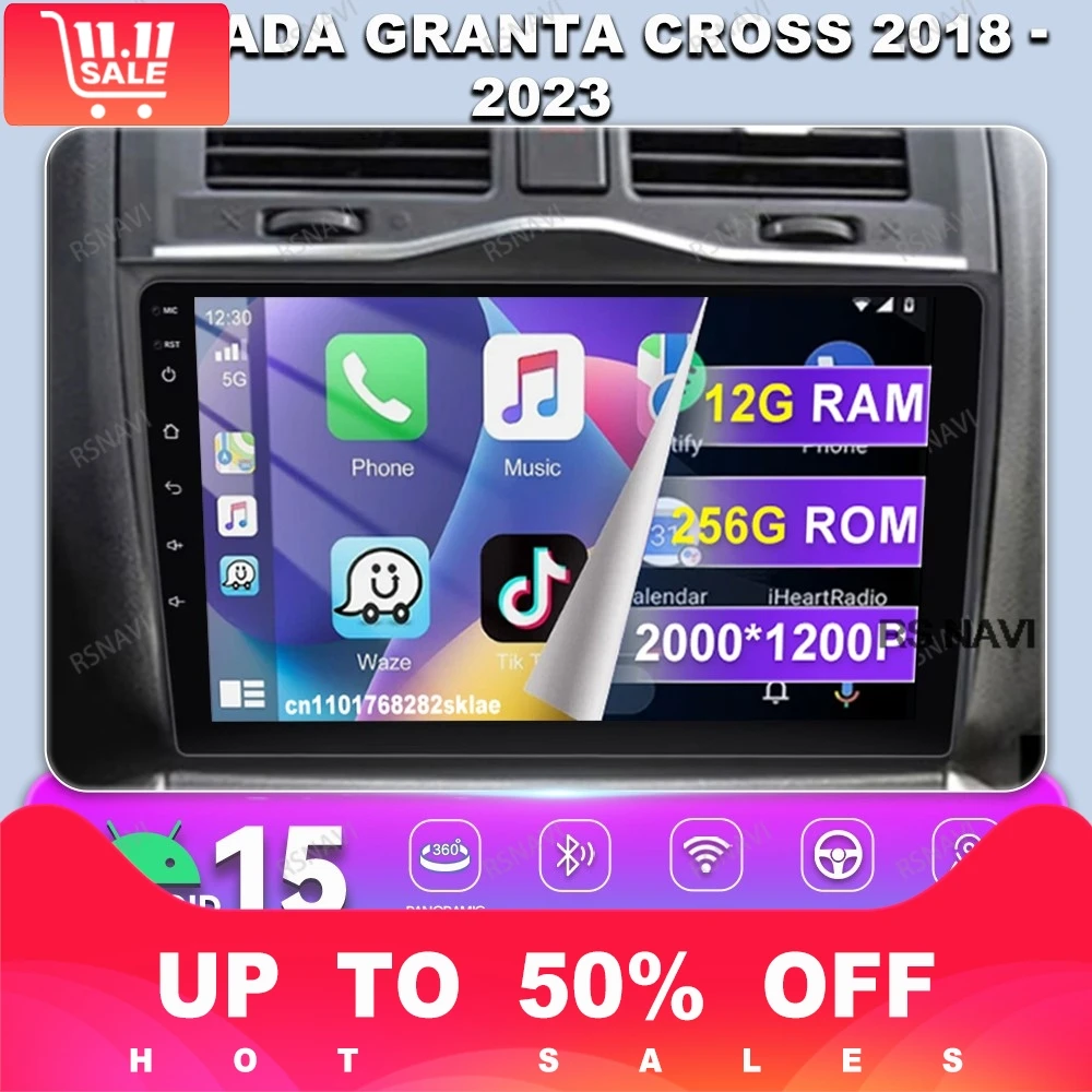 راديو السيارة أندرويد 14 لادا جرانتا كروس 2018 2019 2020 2021 2022 2023 الوسائط المتعددة ستيريو كوالكوم الملاحة QLED DSP BT DVD #1