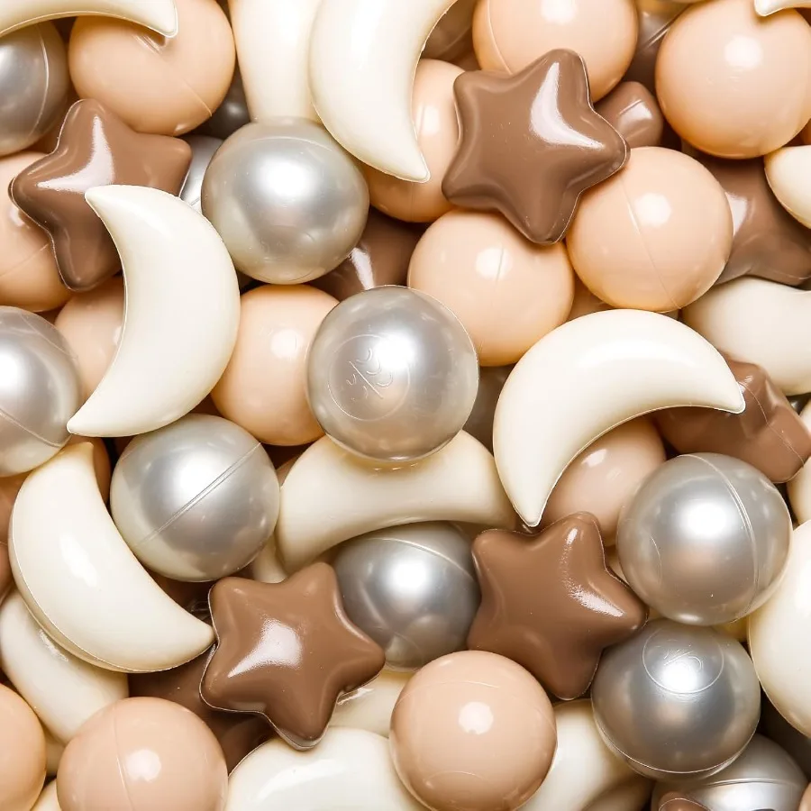 Bällebad, Bälle, Sterne, Mondformen für Kleinkinder, Spielzelt, Baby-Foto-Requisiten für Kinder, Kaffee + Beige, Cremefarben + Perlenfarben, 100 Stück