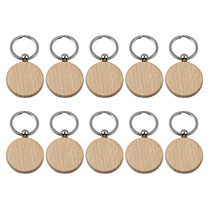 LLavero de madera redondo, accesorio hecho a mano, 10 piezas