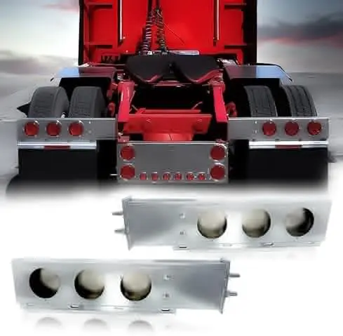 

Torque Mud Flap Hanger 30" Chrome for Semi Trucks - 2.5" Bolt Spacing, Spring Loaded, 4" Light Cutouts