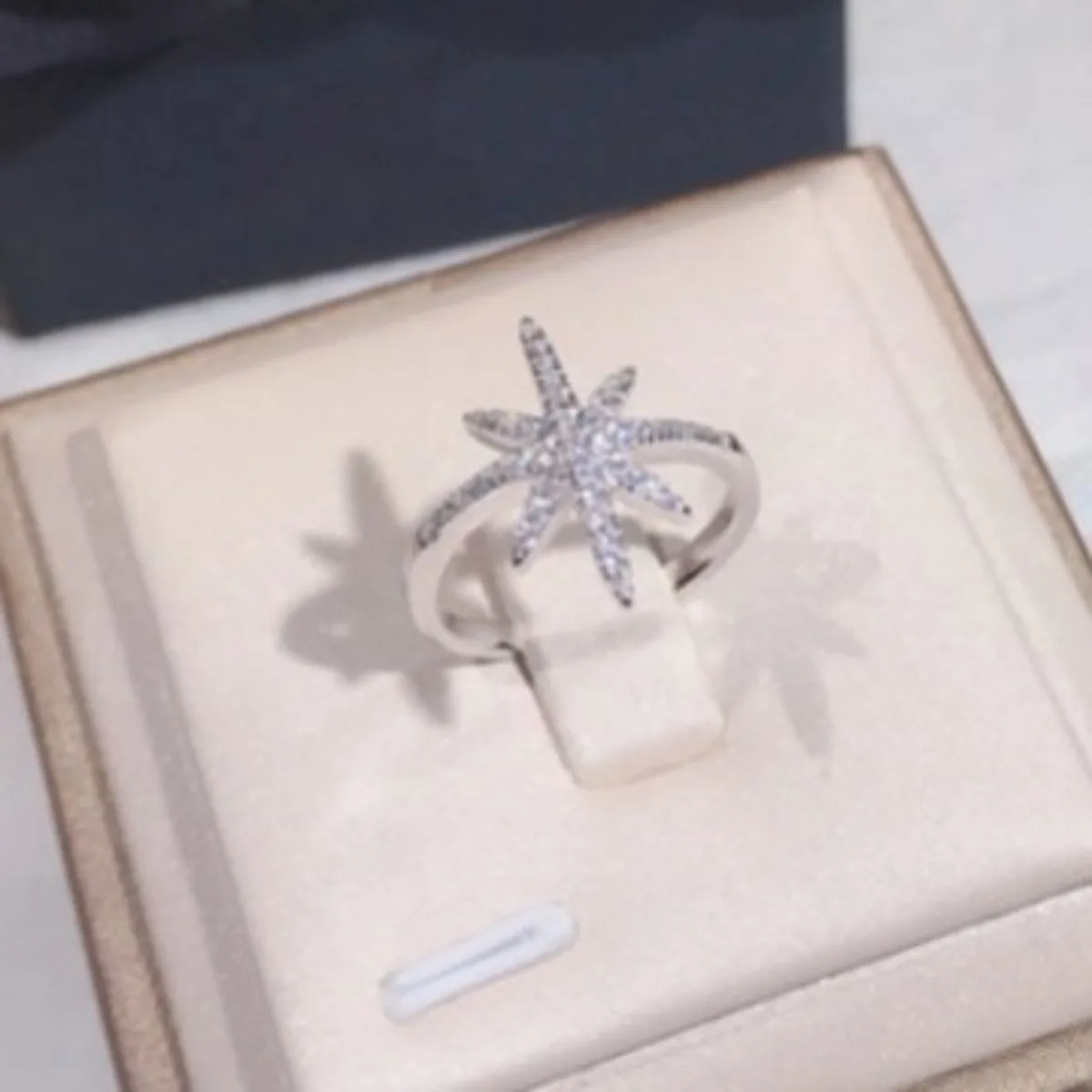 1Pc Women's Eight-Pointed Star Copper Inlaid Zircon Ring, Luxurious Fashion Simple Ins, Party Party Wear Jewelry