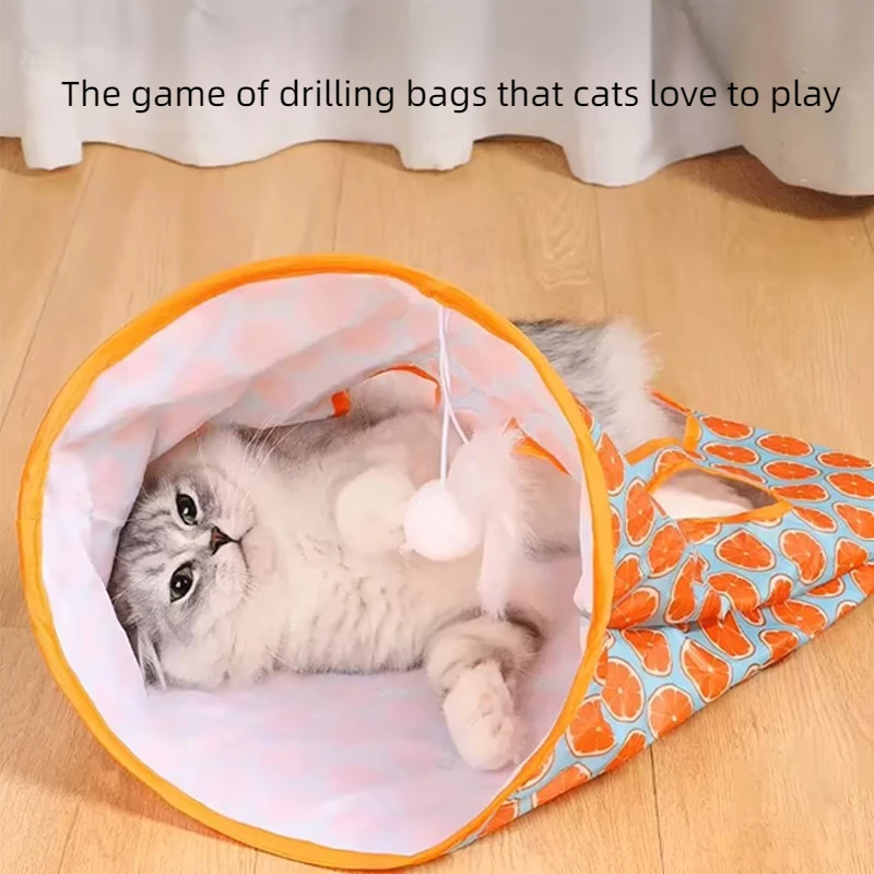 

Pet Cat Foldable Hole Bag Tunnel with Ring Paper Interactive Play Kitten Scratching Game Toy Collapsible Tube House Supplies