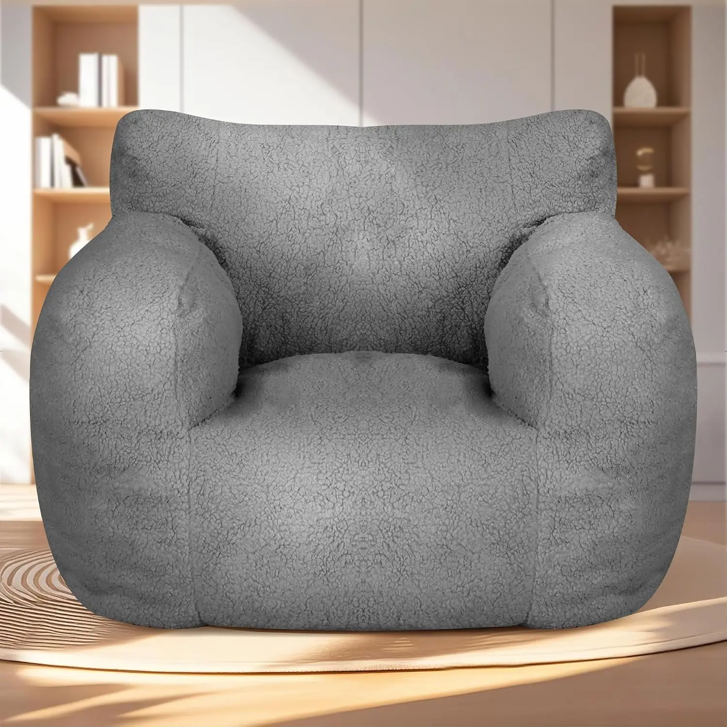 Bean Bag Chair with Filler & Armrest, Giant Lazy Sofa with Pocket & Memory Foam for Living Room Bedroom, Customized