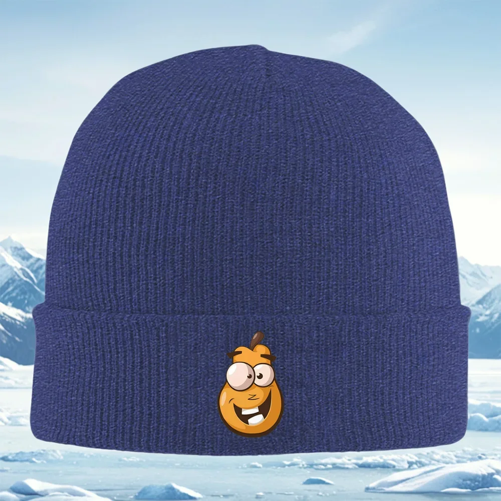 2026 Funny orange fruit cartoon happy face Men Women Unisex Knitted Hat Beanie Pullover Cap Winter Thermal Warm Christmas Outdoo view 4