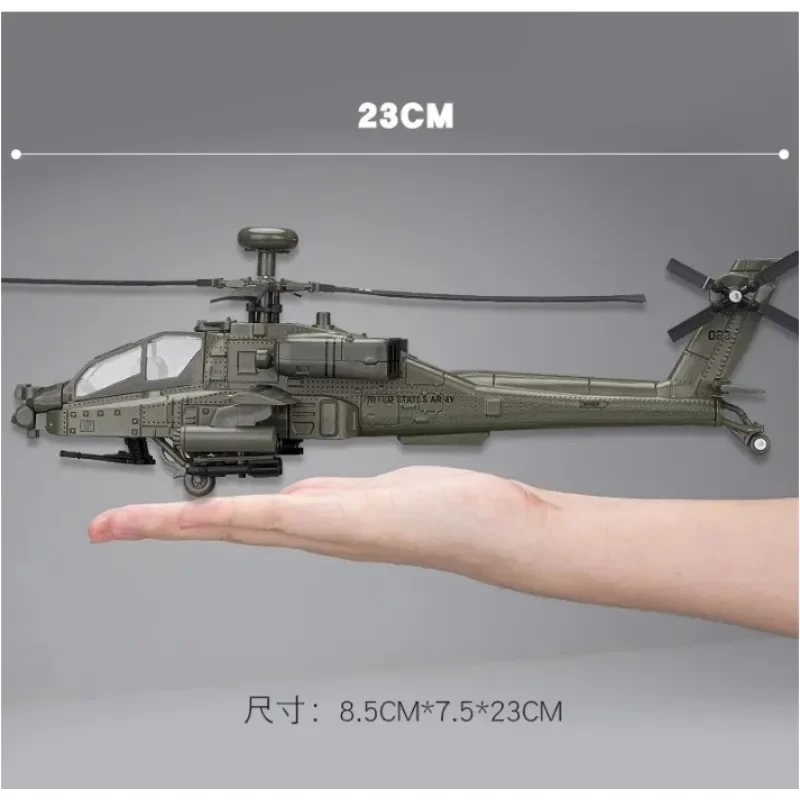 1/32 Apache Armed Helicopter Alloy Diecast Airplane Model Toy Simulation Sound Light Airplane Model Collection Boy Holiday Gifts