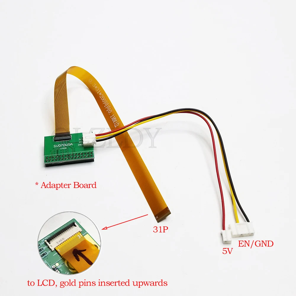 Para Q070LRE-LA1 M070SWT1 HJ070IA-01I HV070WSA-100 HSD070PFW1 BP070WS1 LTL070NL01 Placa adaptadora LVDS 31 pines 0,3mm placa FFC FPC