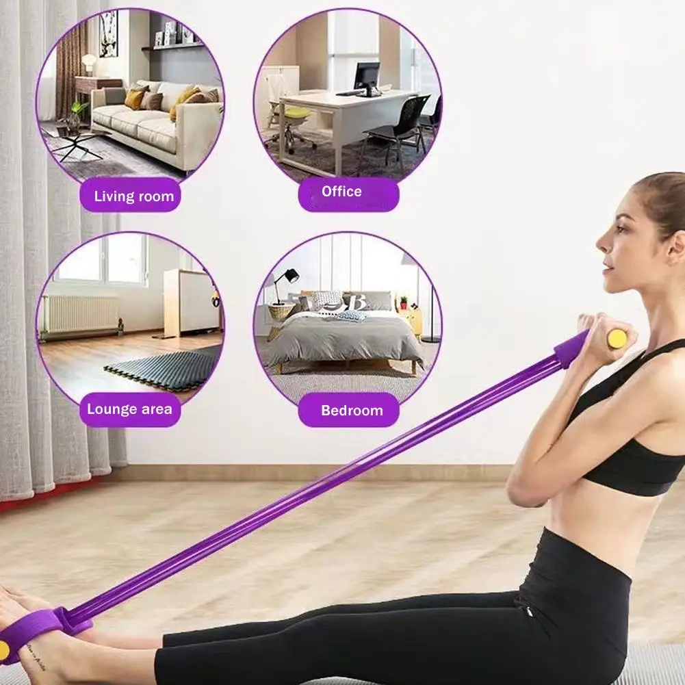 Multifunction Tension Rope, 6-Tube Elastic Yoga Pedal Puller Resistance Band, Natural Latex Tension Rope Fitness Equipment image 3