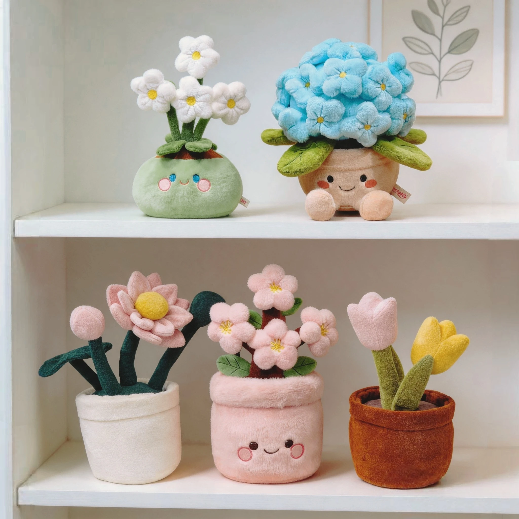 Niedliche Tulpen-Hortensien-Plüschpflanze, Narzissen-Blumen-Stofftier, Dekoratives Blumenkissen für Zuhause, Künstliche Topfpflanze als Geschenk
