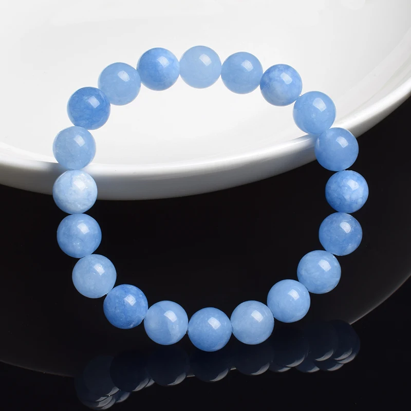 Natural Aquamarins Quartzs Beads Bracelet Women Men 6mm 8mm Sky Blue Stone Round Bead Bracelet Elastic Rope Energy Jewelry Gift