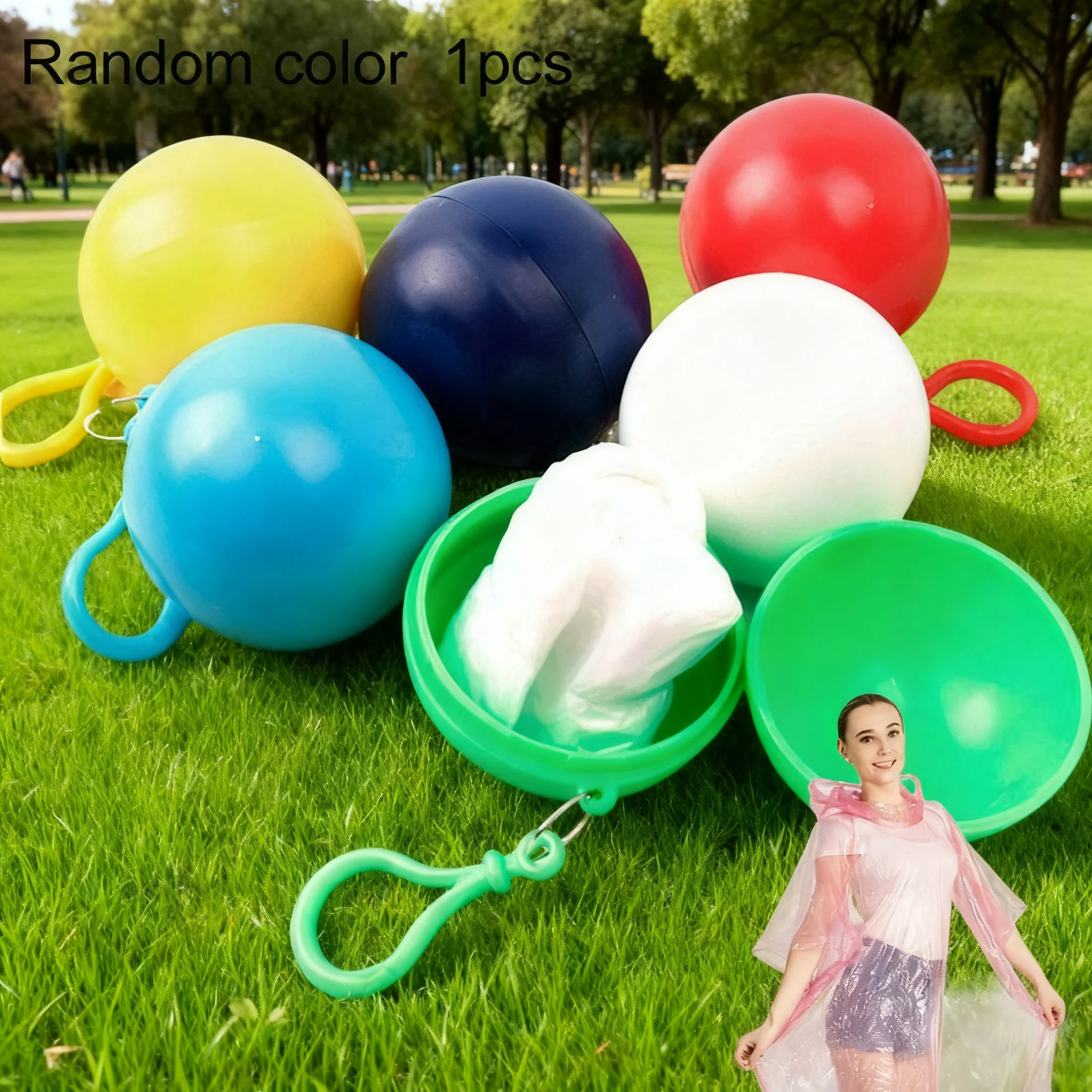 New Portable Disposable Raincoat Keychain Compression Ball Pocket Ball Outdoor Adult Travel Hangable Poncho Camping Gear 1pcs