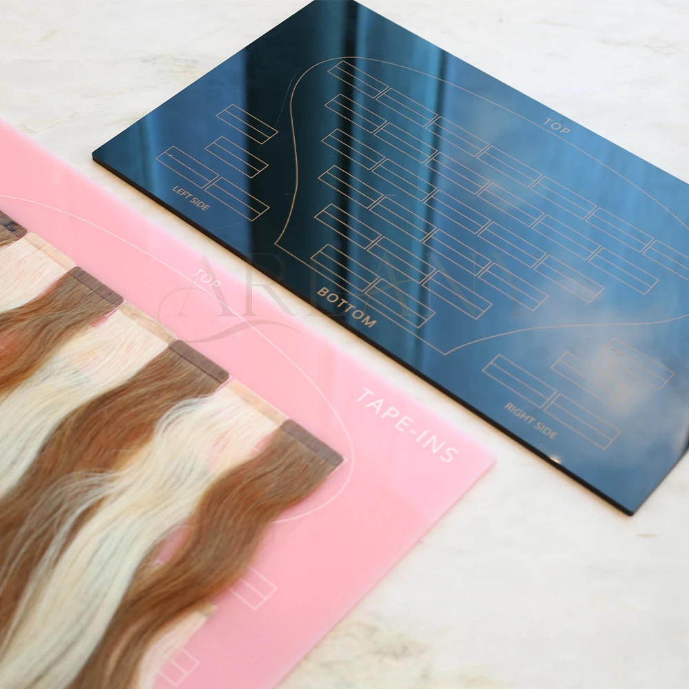 Hair Extension Holder Kit with Double Sided Hair System Tape Head Chart for Tape in Extensions Hair Separato Plate Display Board