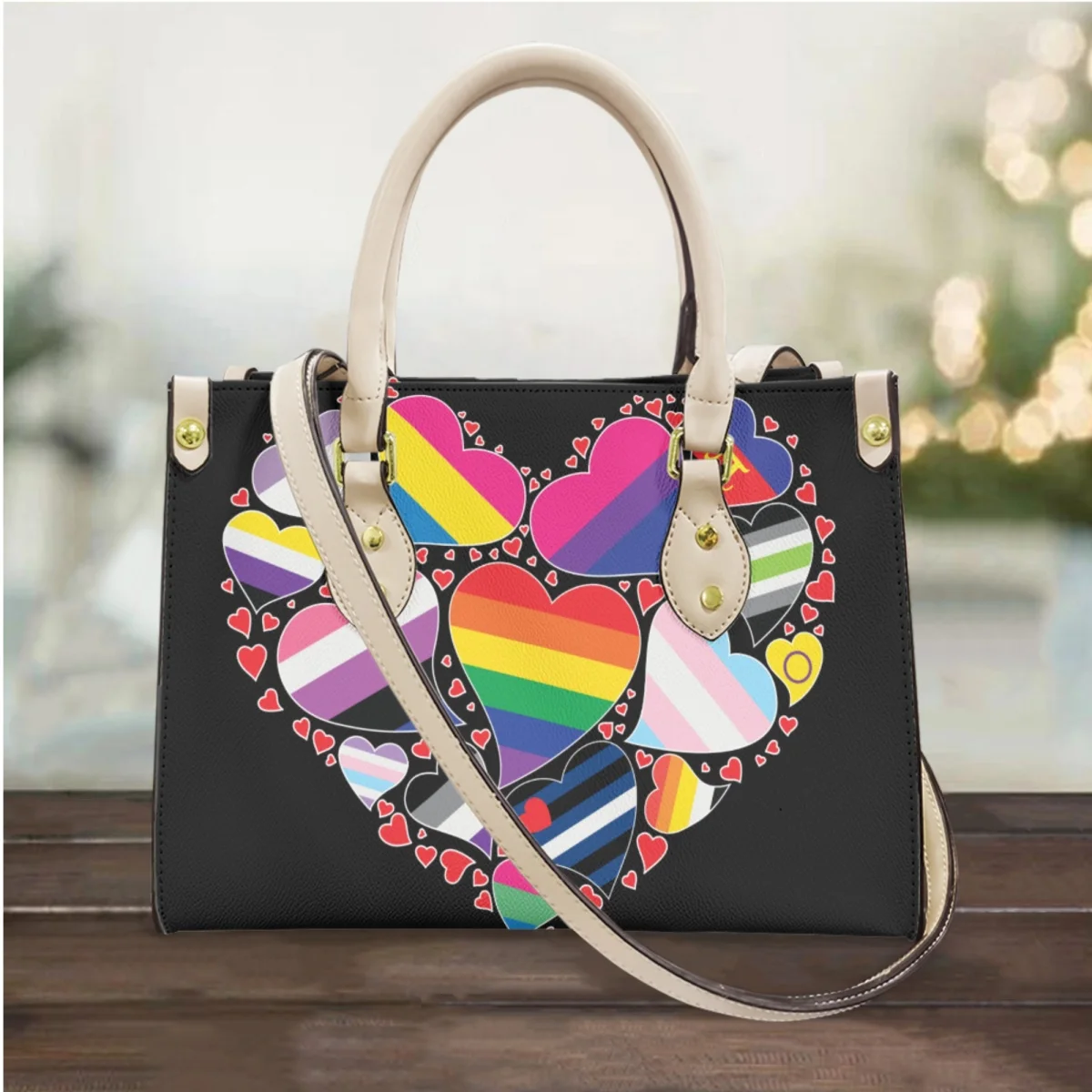 FORUDESIGNS Love Rainbow Print Women's Handbag Simple Fashion Casual Totes Luxury Shoulder Messenger Bolsa Female Bag Strap