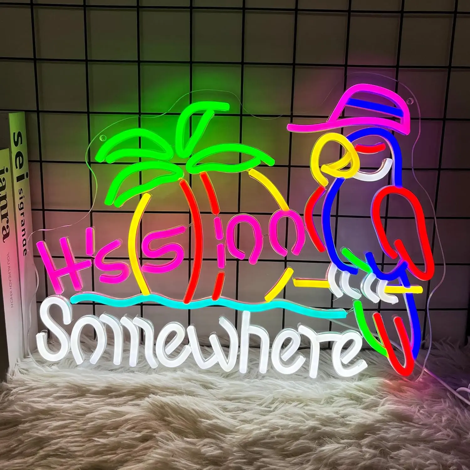 

Это 5-часовая неоновая вывеска Somewhere, светодиодный USB-светильник для Tiki, бара, вечеринки, игровой комнаты, украшение для спальни, personnalisé, подарок, ночник