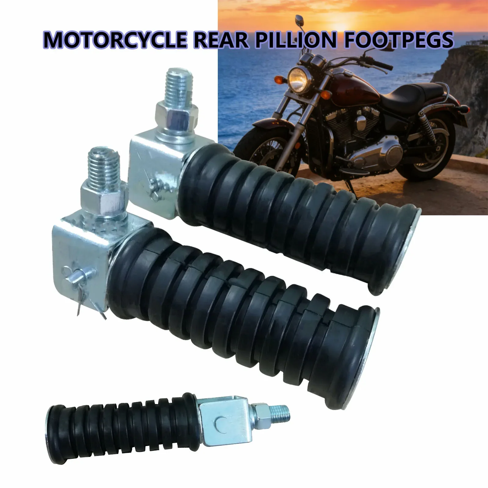 1Pair Universal Motorcycle Rear Pillion Footpegs Footrests Foot Pegs Rests 10mm Thread Motorcycle Foot Pegs & Pedal Pads Parts