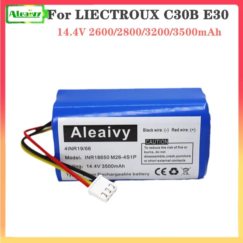 Aleaivy-Bateria de lítio para aspirador robótico, 14.4V, 2600mAh, 4S1P, Acessórios, C30B, E30, 18650