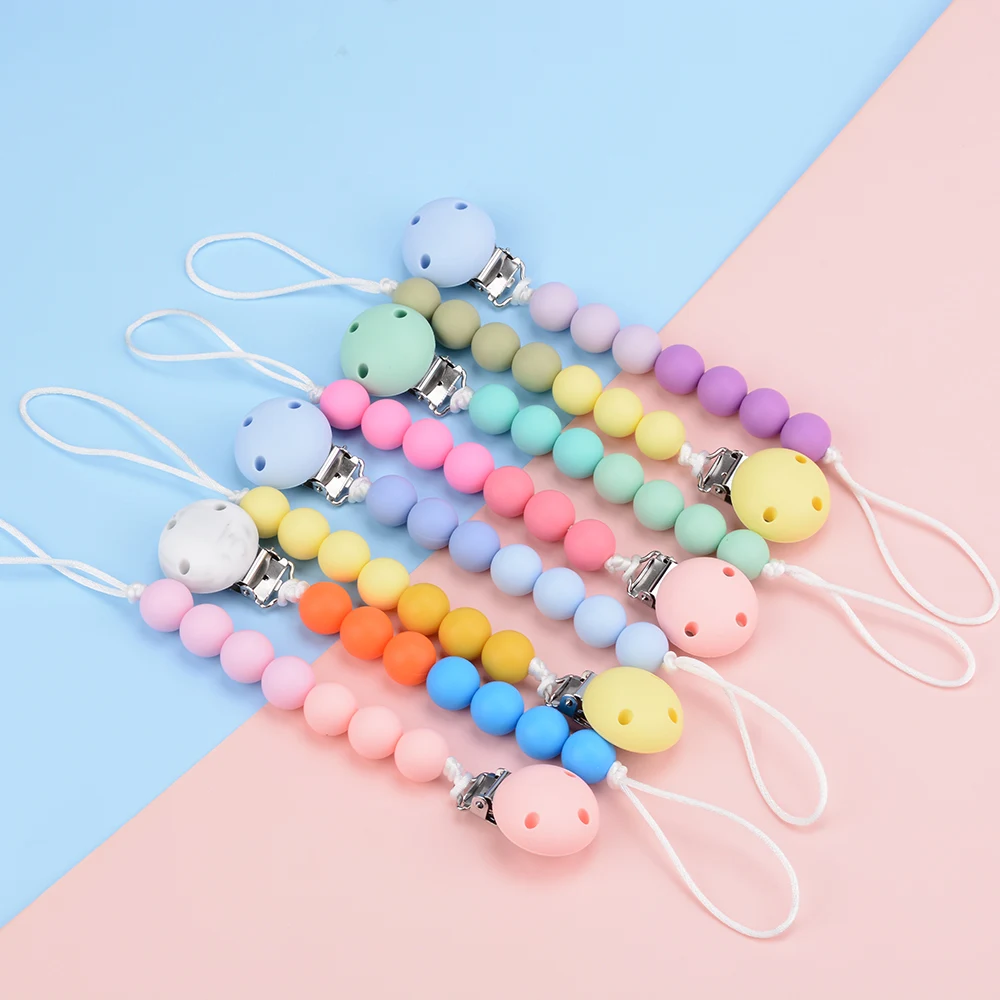 

Lofca Silicone Round Clip Baby Accessories Food Grade DIY Pacifier Chain Nursing Teething Baby Free BPA Gutta Percha Chain