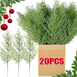 1-20pcs Artificial Pine Branches Fake Plant Leaves Green Pine Tree Branches Christmas Tree Ornaments New Year Party Decoration