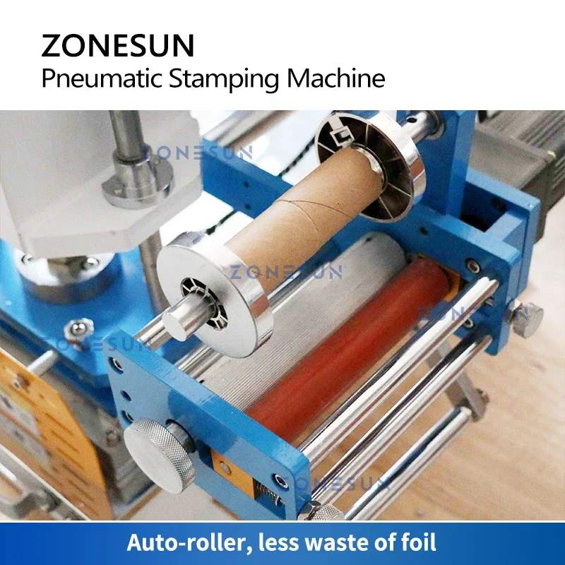 ZONESUN Pneumatic Stamping Machine Hot Foil Stamping Heat Press Leather Embossing Bronzing Machine for Wood PVC Card ZS-819C4