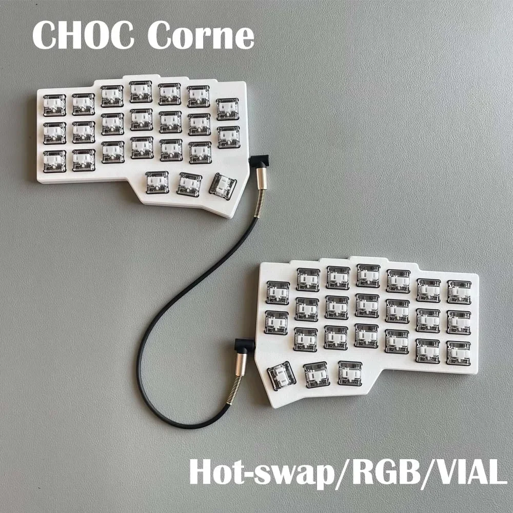 

CHOC Corne Ultra-thin Split Wired Hot-swappable RGB 46-key Split Keyboard Kit Customized VIAL Keys Change Split Keyboard Kit