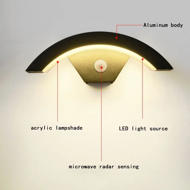 Outdoor balcony, doorstep, outdoor terrace, hallway, courtyard, human body sensing, simple waterproof sensing wall lamp