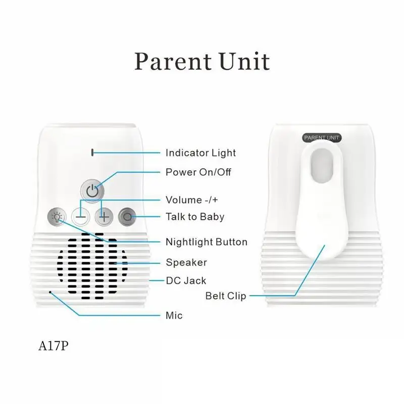

AP-Baby Audio Monitor 2-Way Talk Baby Intercom Wireless Night Light Home Child Safety Device 2.4Ghz US-Plug Easy Install