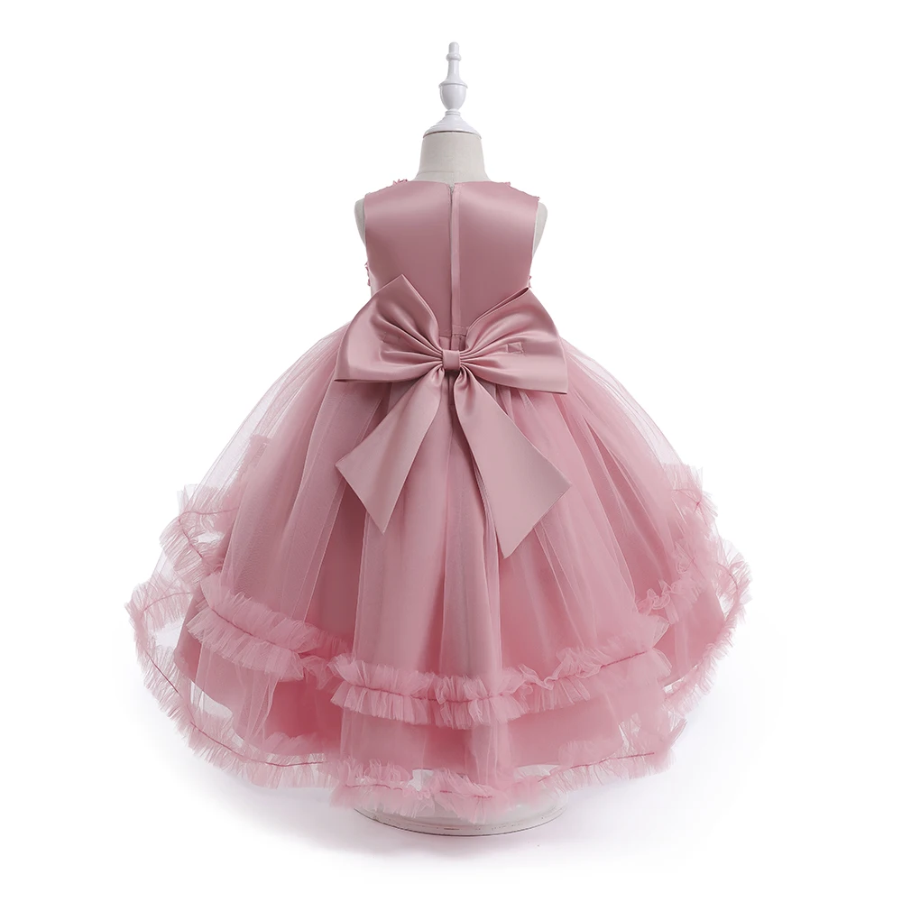 Elegante Trailing Girls Party Dress bambini Costume bambini natale principessa Ball Gown Pageant Flower Girl abiti da damigella d\'onore