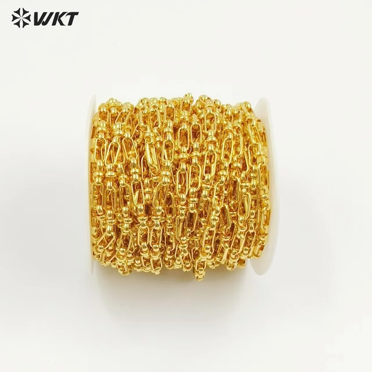

WT-BC239 New Elliptic Rectangle Shape 5 Meters For Sale Yellow Brass Chain Necklace DIY Bracelet Or Necklace Jewelry Finding