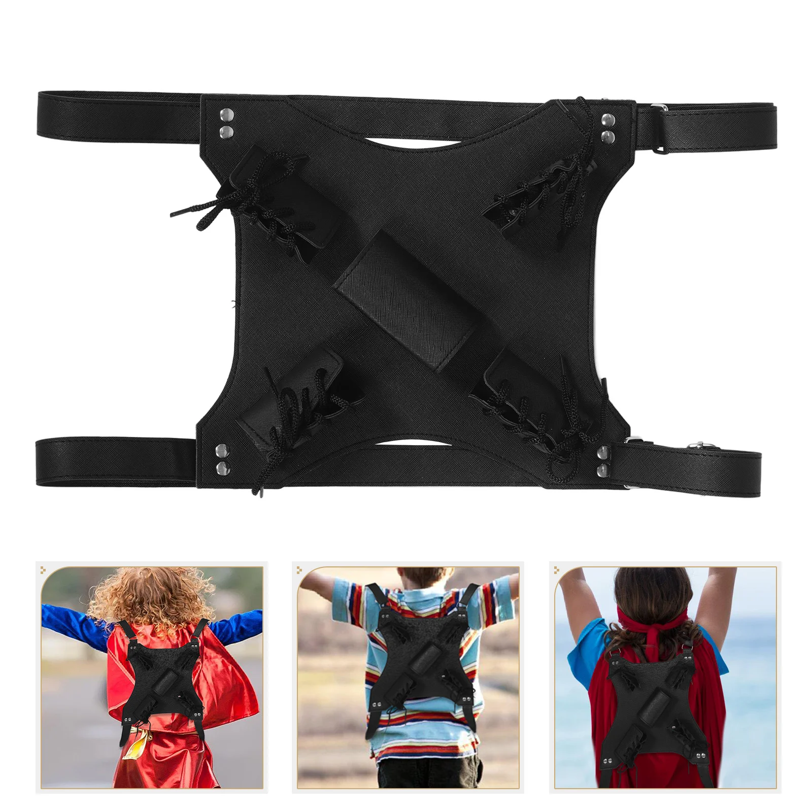 

Double Shoulder Strap Sword Holder Adjustable For Adults Cosplay Viking Medieval Halloween Twin Swords Carry Back Harness