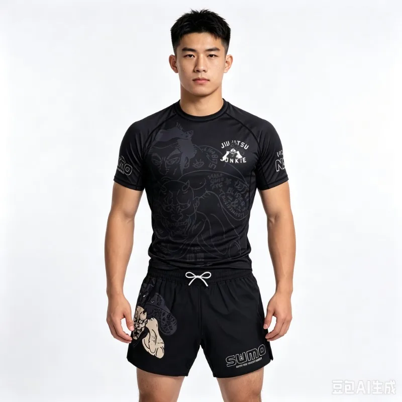 2026 New Speed Brazilian Jujutsu MMA Fighting Training Set Dark Sports Fitness Men's