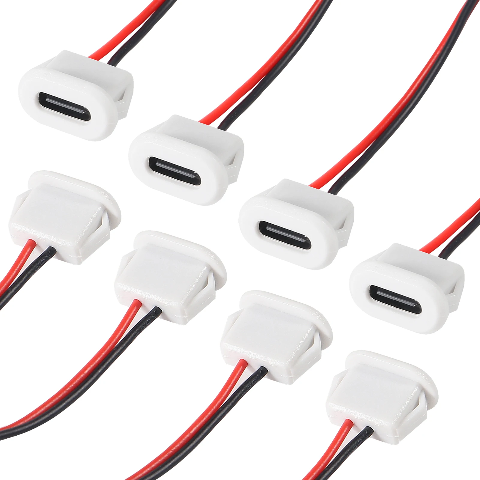 20pcs Type-C Female Chassis Waterproof 2pin Without Terminal Solder Wire Type USB C Pigtail Cable Extension Power Cable USB-C