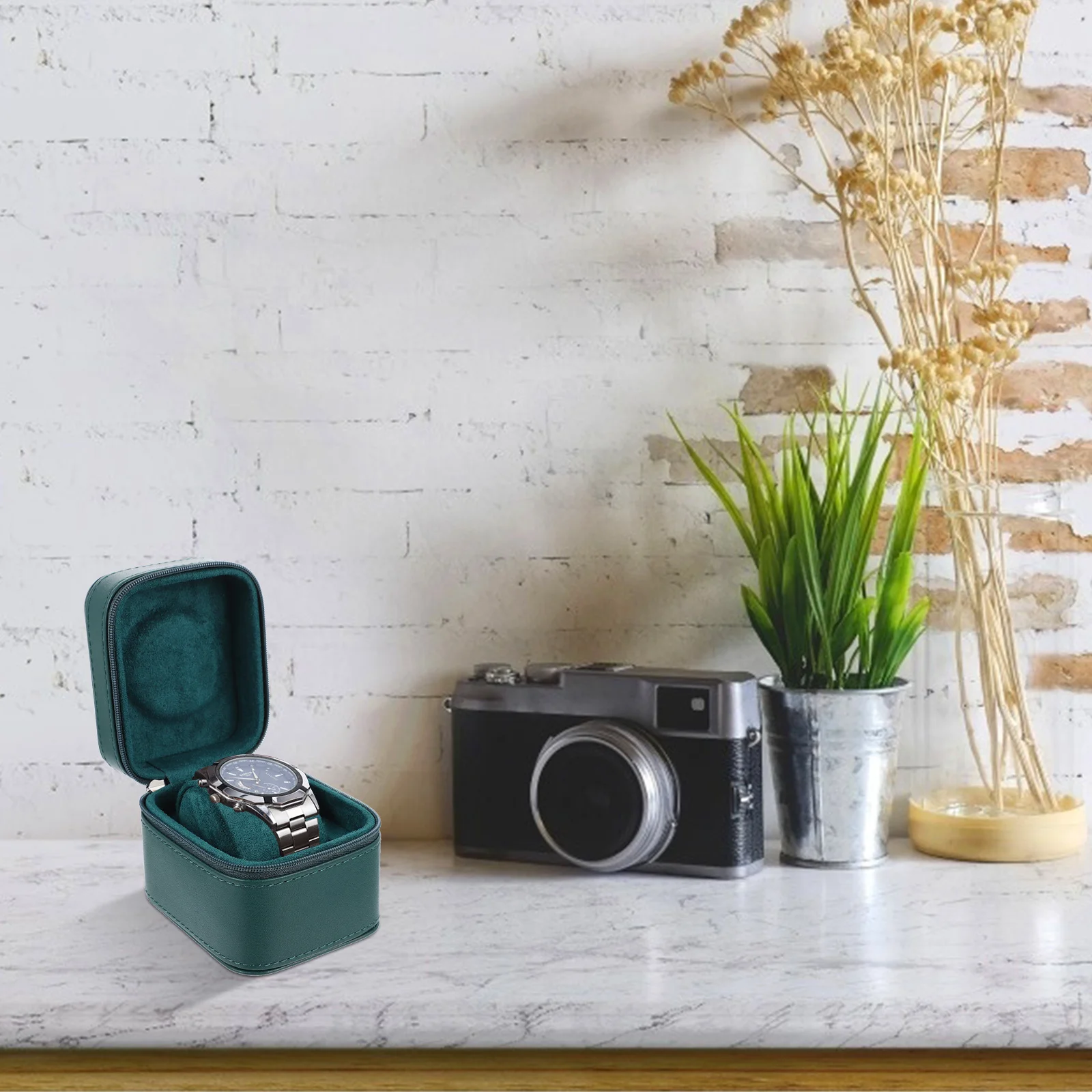 

Box Portable Zipper Single Watch Storage Holder Dustproof Display Case For Jewelry Organizer Watch Container