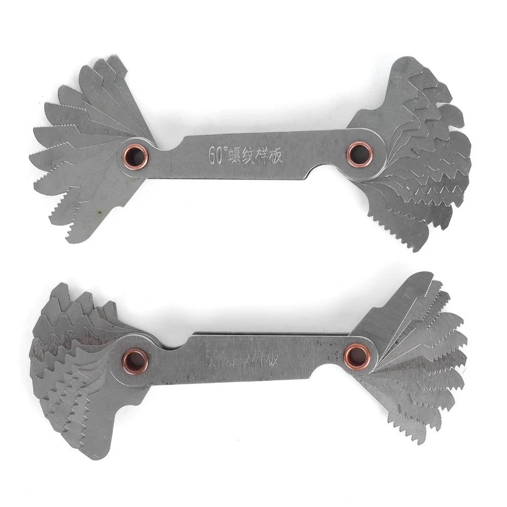 2Pcs 60 Degree Thread Gauge Set 20 Blades Stainless iron Screw Pitch Gauge 55 Degree Thread Measuring Tool For Thread Processing