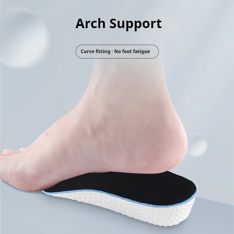 แผ่นรองพื้นรองเท้าเพิ่มความสูง 1 คู่ แผ่นรองพื้นรองเท้าระบายอากาศได้ดีและสะดวกสบายสำหรับผู้ชายและผู้หญิง แผ่นรองพื้นรองเท้ากีฬาดูดซับแรงกระแทก