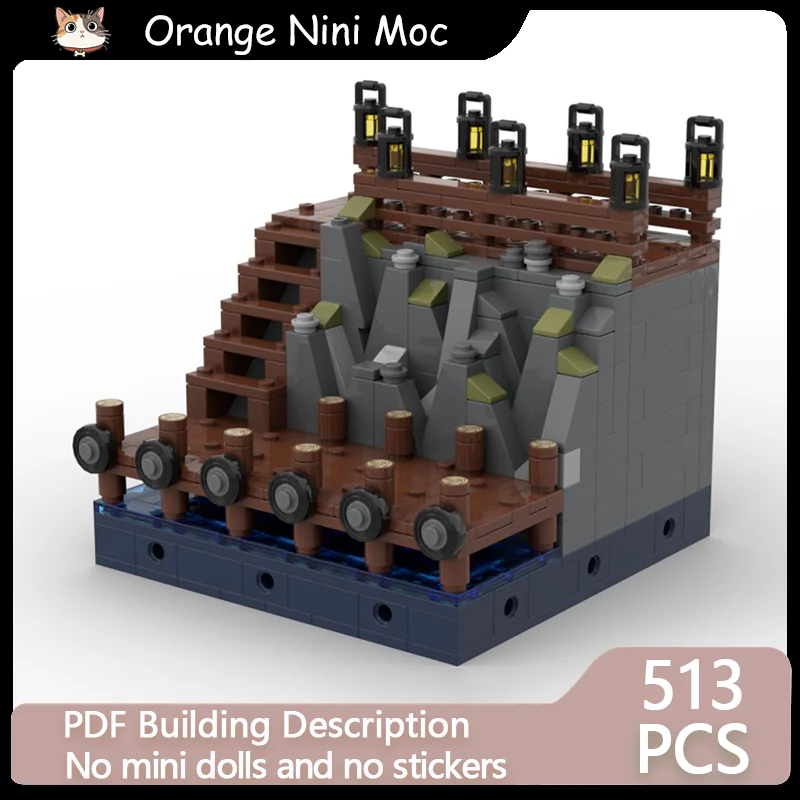 

Модель средневековой улицы MOC: Модульный конструктор «Прибрежный причал» – Технологичный подарок для детей, набор для сборки на праздники