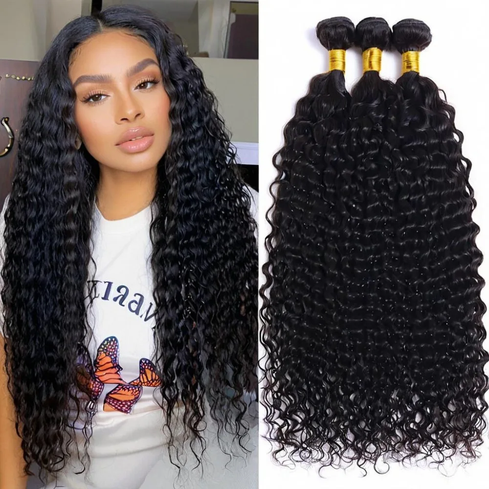 3 pezzi fasci di capelli umani di alta qualità 10A fasci di tessuto brasiliano dei capelli grezzi 10 30 pollici estensioni dei fasci di capelli umani dell'onda d'acqua