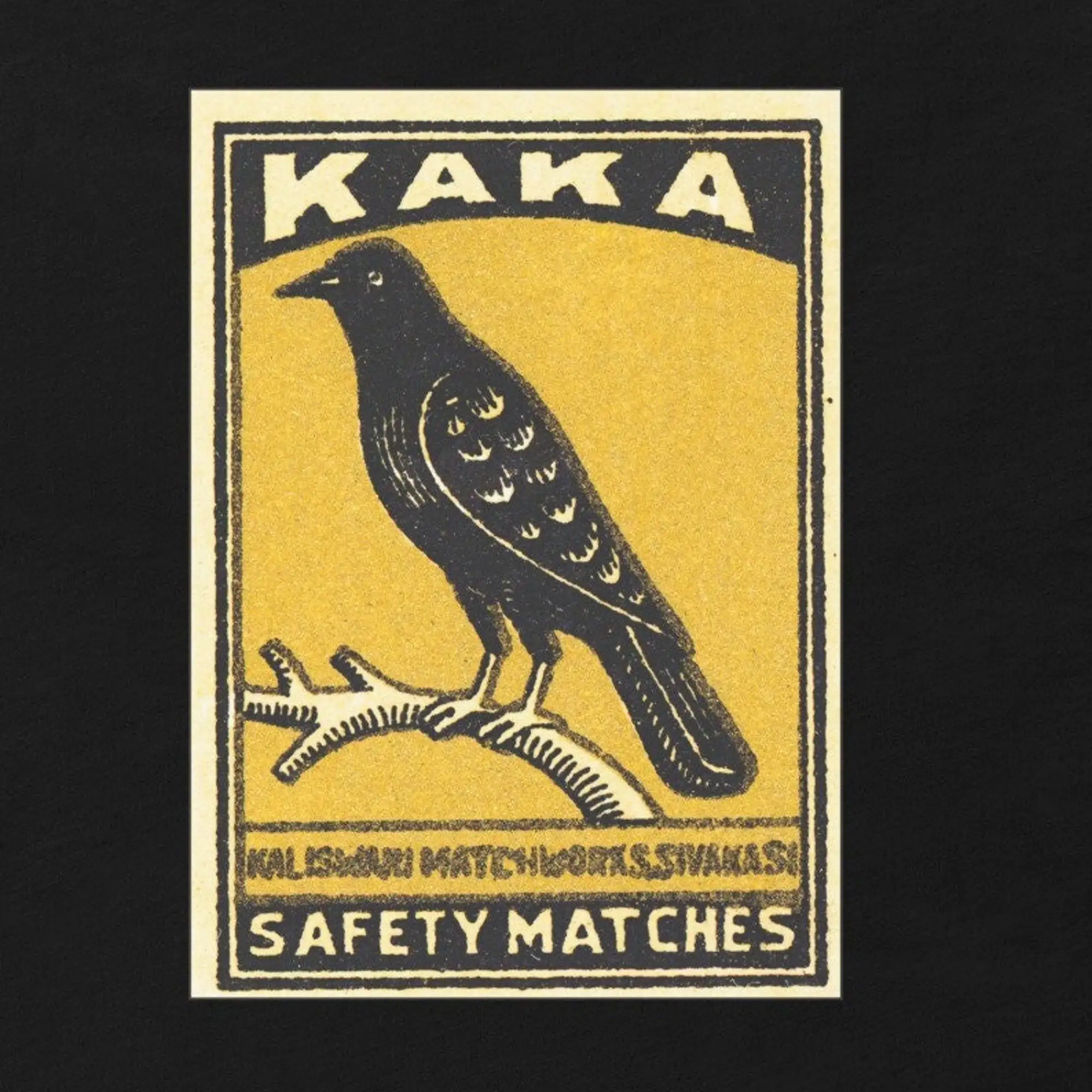 Matchbox Label Design Kaka Slick Black And Yellow Crow T Shirt Free Shipping