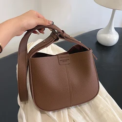 Women's Child-mother Bags PU Leather Adjustable Wide Shoulder Strap Sling Bag Solid Color Letter Print Fashion Crossbody Handbag